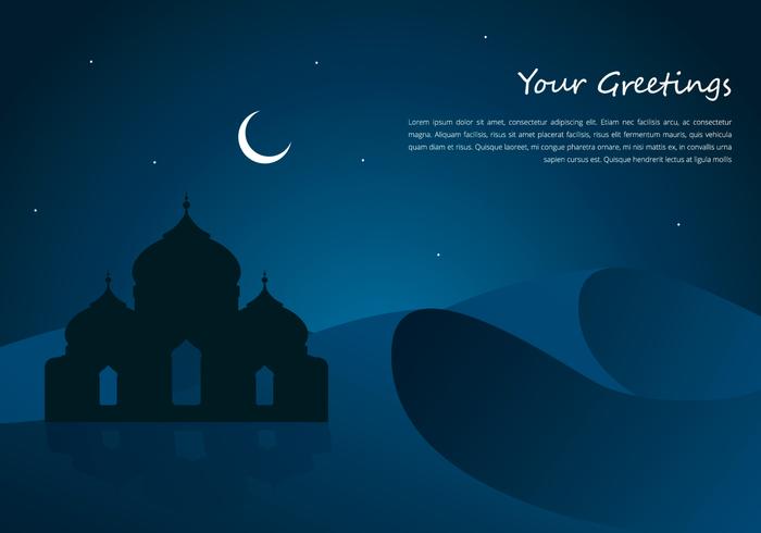 Arabian Night Mosque And Desert Greetings Template