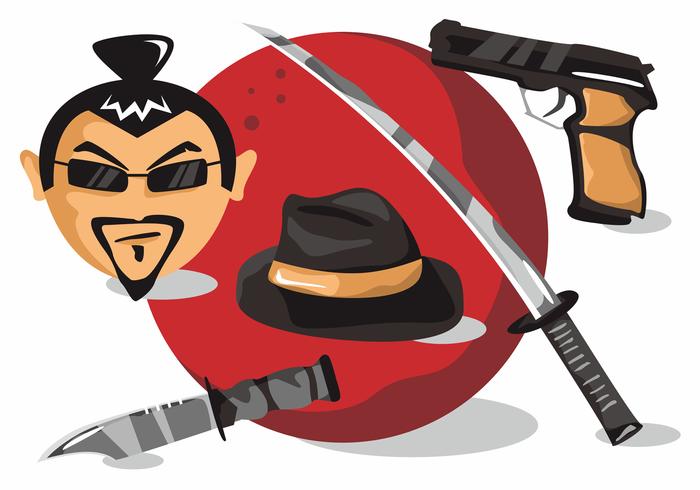 Yakuza Símbolos Asociados Japón Vector Set