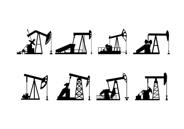 Vector de la silueta de la bomba de campo petrolífero