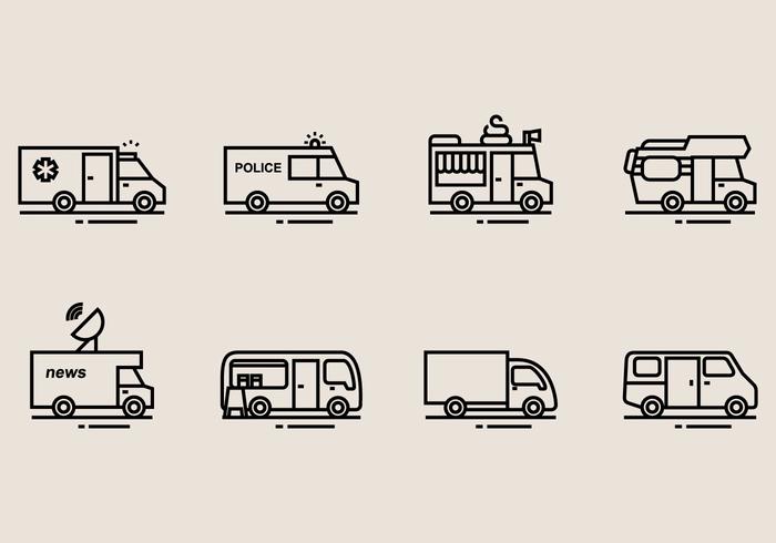 Minibus Icons vector