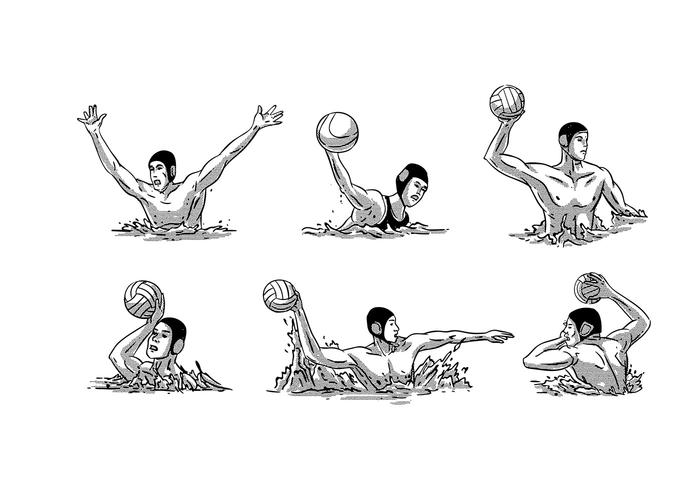 Water Polo Vintage Vector Water Polo Vintage Vector