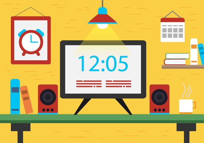 Free Flat Design Vector Work Space