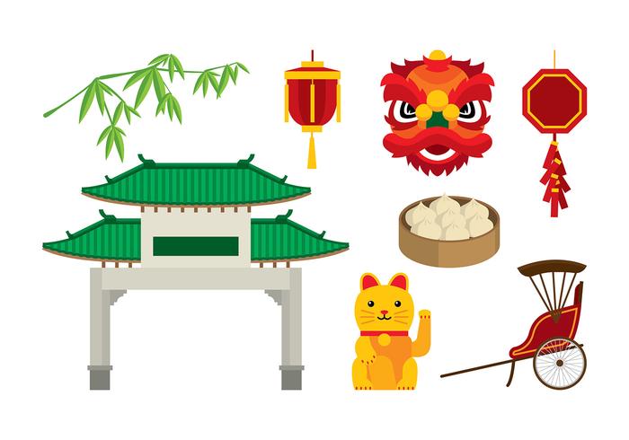 China Town Element Vector Free