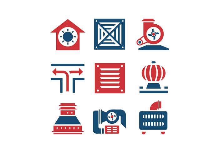Air conditioning and air compressor vector icons