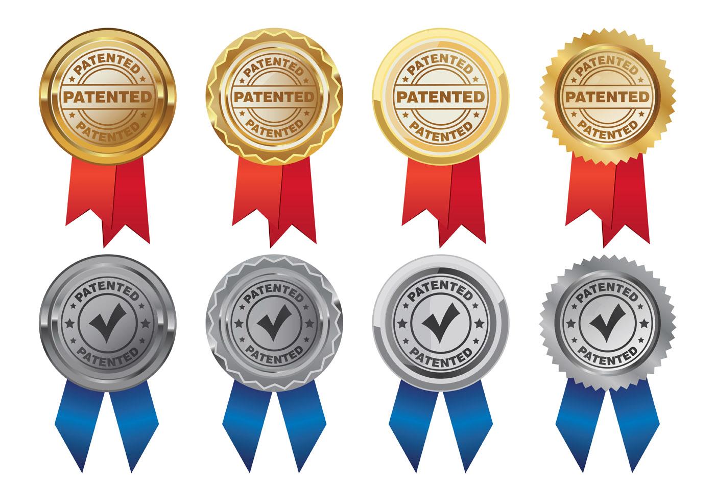 Patented product. Значок патента. Табличка Patent. Медаль вектор. Патент печать.