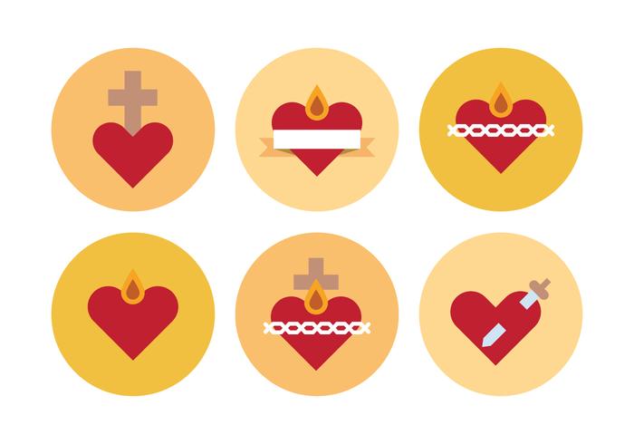 Iconos de los corazones sagrados vector