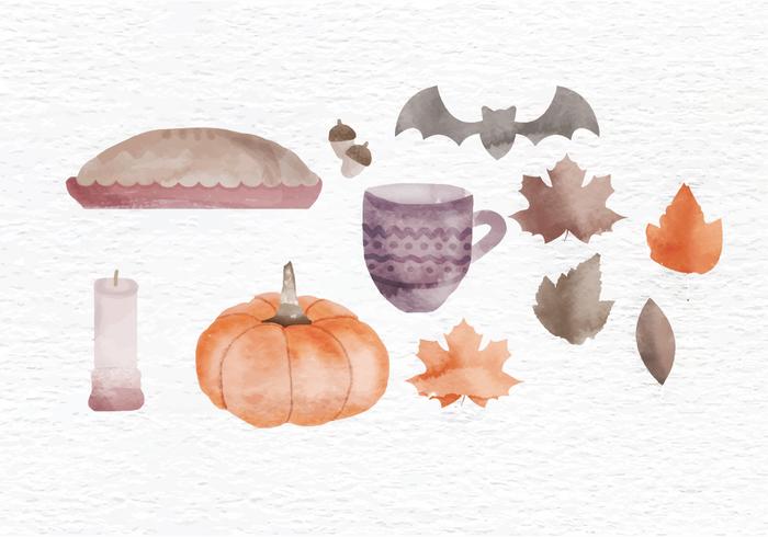 Vector Fall Watercolor Elements Vector Fall Watercolor Elements