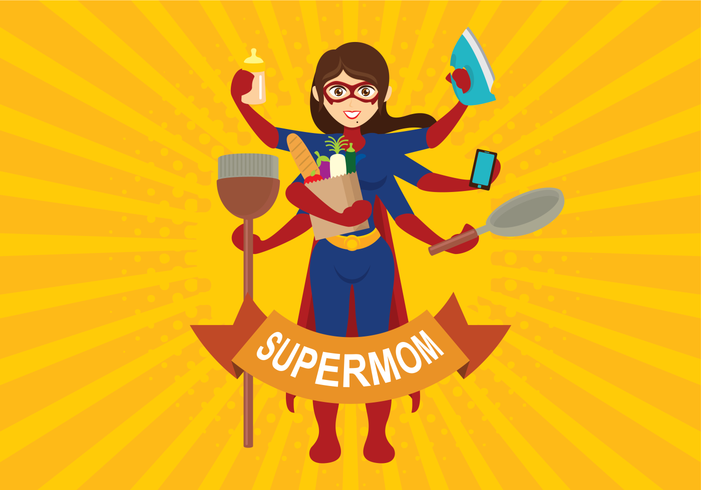 Super Mom Vector Illustration 127186 Vector Art At Vecteezy