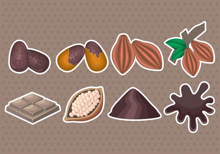 Iconos de los granos de cacao vector