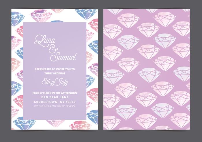 Vector Watercolor Gem Wedding Invite