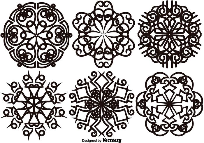 Vector Set Of Elegant Snowflakes