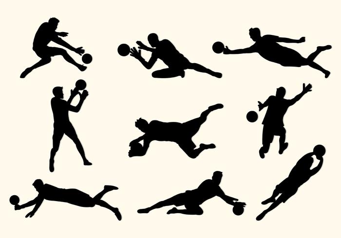 Set Of Goal Keeper Silhouettes vector