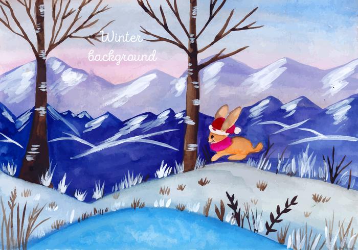 Free Vector Watercolor Christmas Landscape
