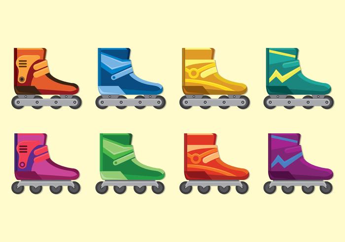 Set Of Roller Blade Icons vector