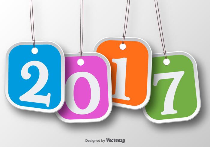 Set Of Four Tag Labels For 2017 New Year Celebration vector