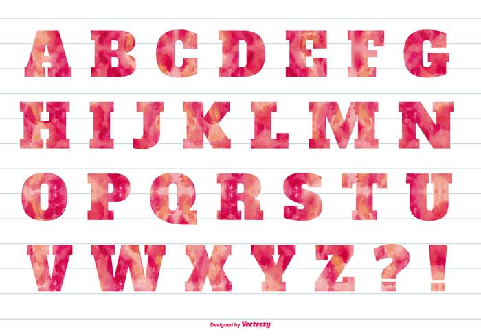 Pink Watercolor Textured Alphabet vector