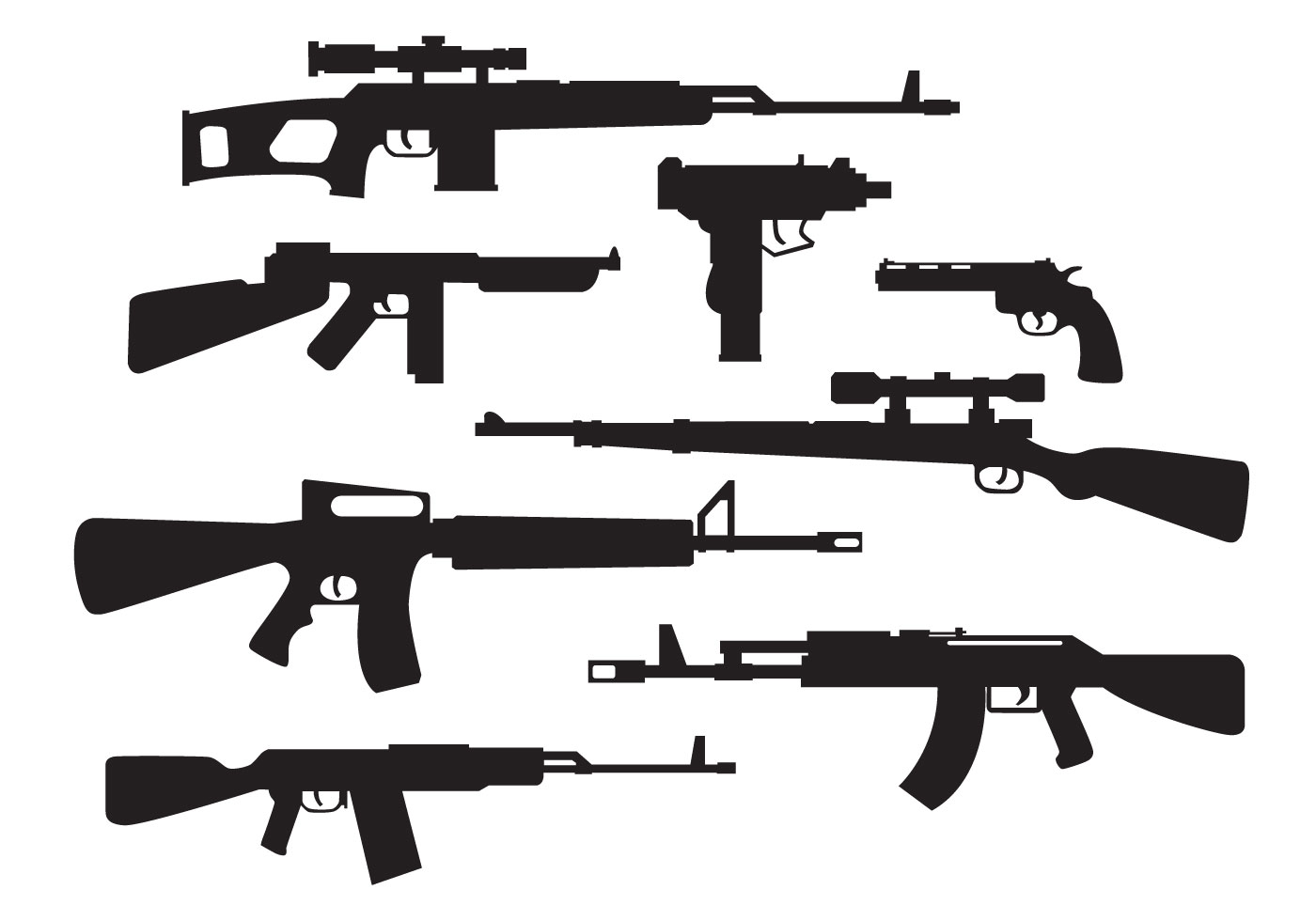 Military Weapons Silhouette Vector 127487 Vector Art at Vecteezy