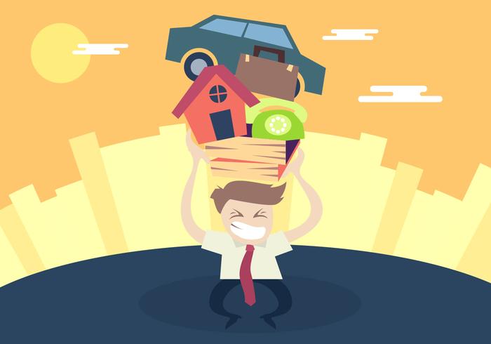 Man Pushing Stress Illustration Vector