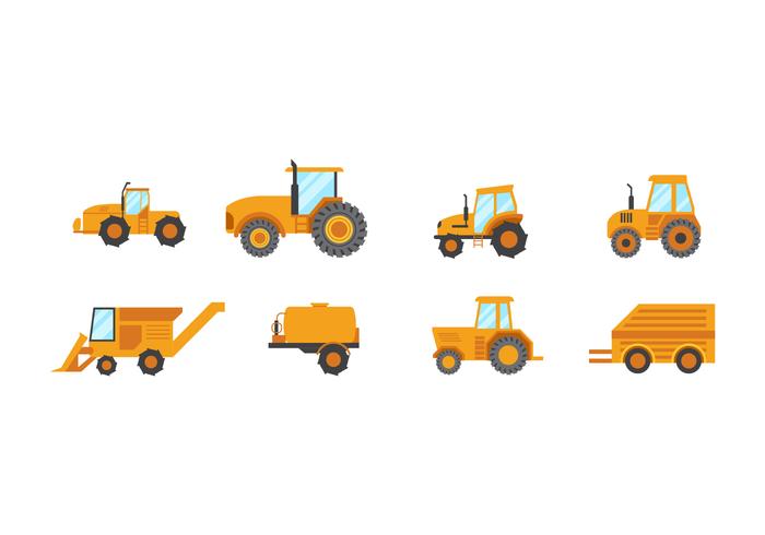 Free Flat Tractors Vector Set Free Flat Tractors Vector Set