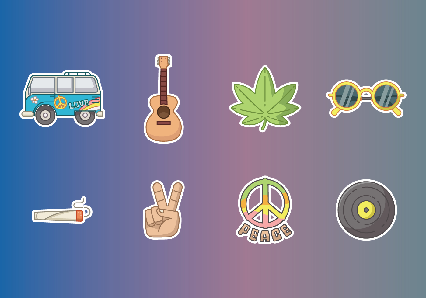 Download Free Hippie Stickers Vector for free.