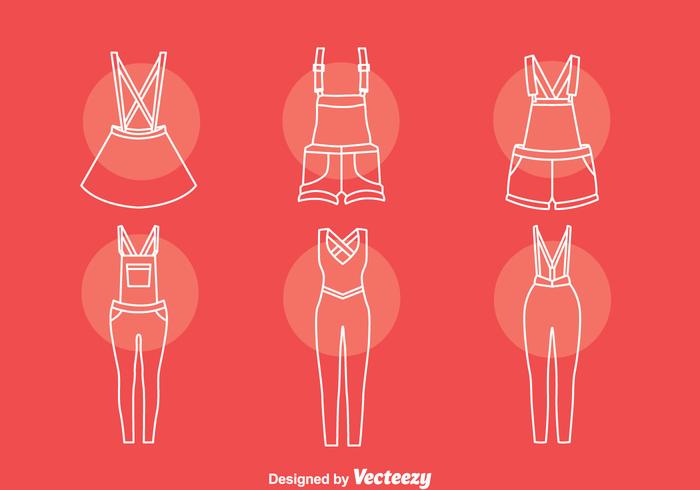 Overalls Line Icons Set vector