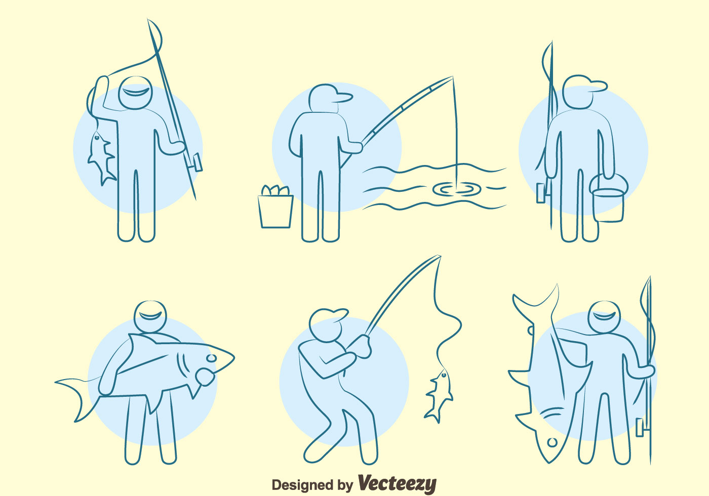 Download Fishing Fish Line Icons Vector Set - Download Free Vectors ...