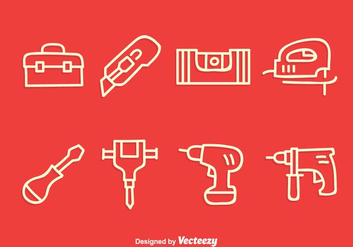 Construction Tools Line Icons Vector