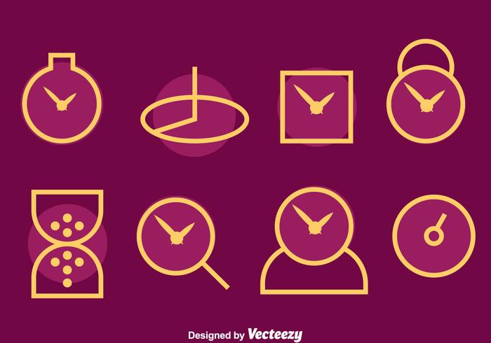 Iconos De Línea De Reloj Vector