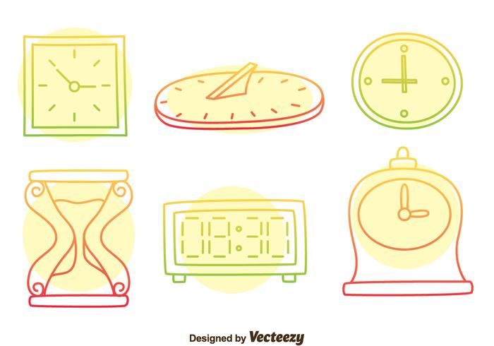 Colorful Hand Drawn Watch Vector Set