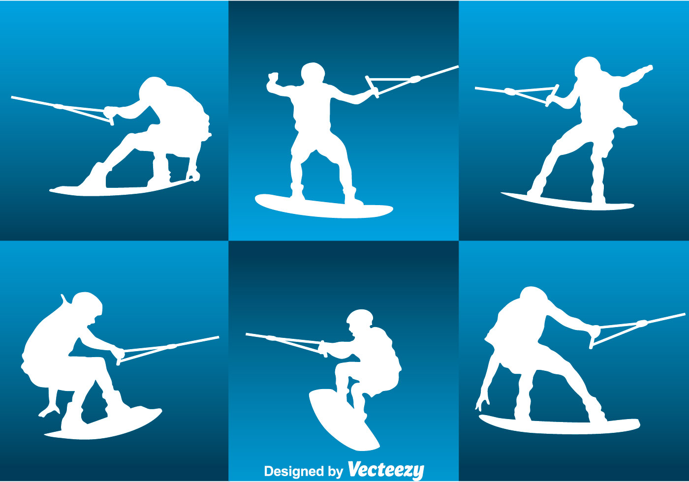 Download the Water Skiing Silhouette Vector Set 127706