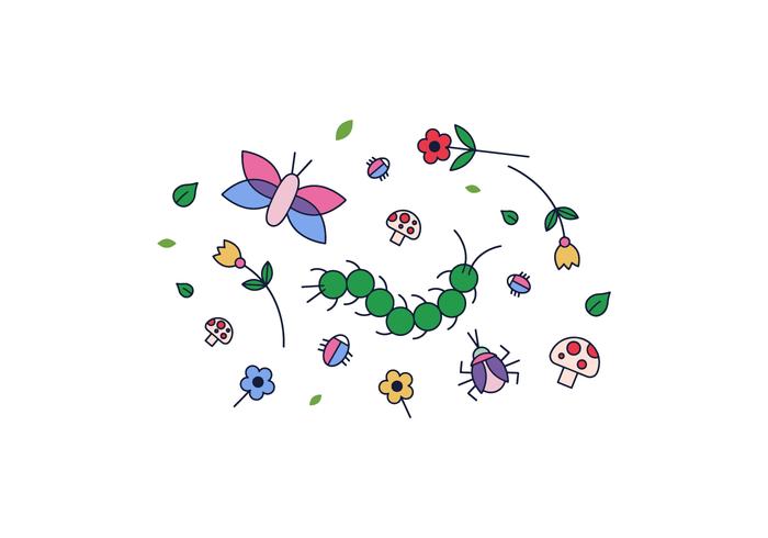 Flowers and Bugs Vector