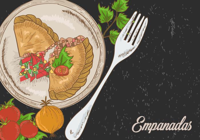 Empanadas fritos con adorno Ilustración vector