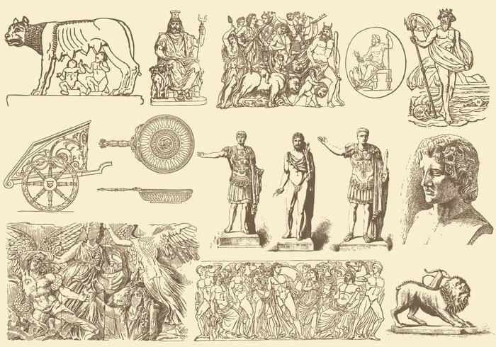 Sepia Ilustraciones del arte griego vector