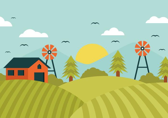 Campo de granja de paisaje libre Vector