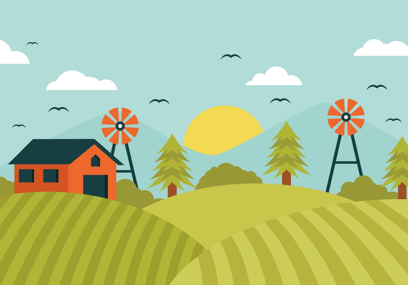 Landscape Farm Field Vector 127876 Vector Art At Vecteezy