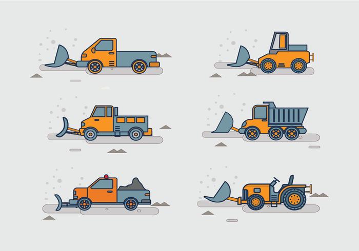 Snow plow tracktor pack stock vector