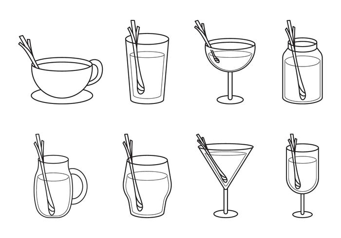 Free Drinking Glass With Lemongrass Vector