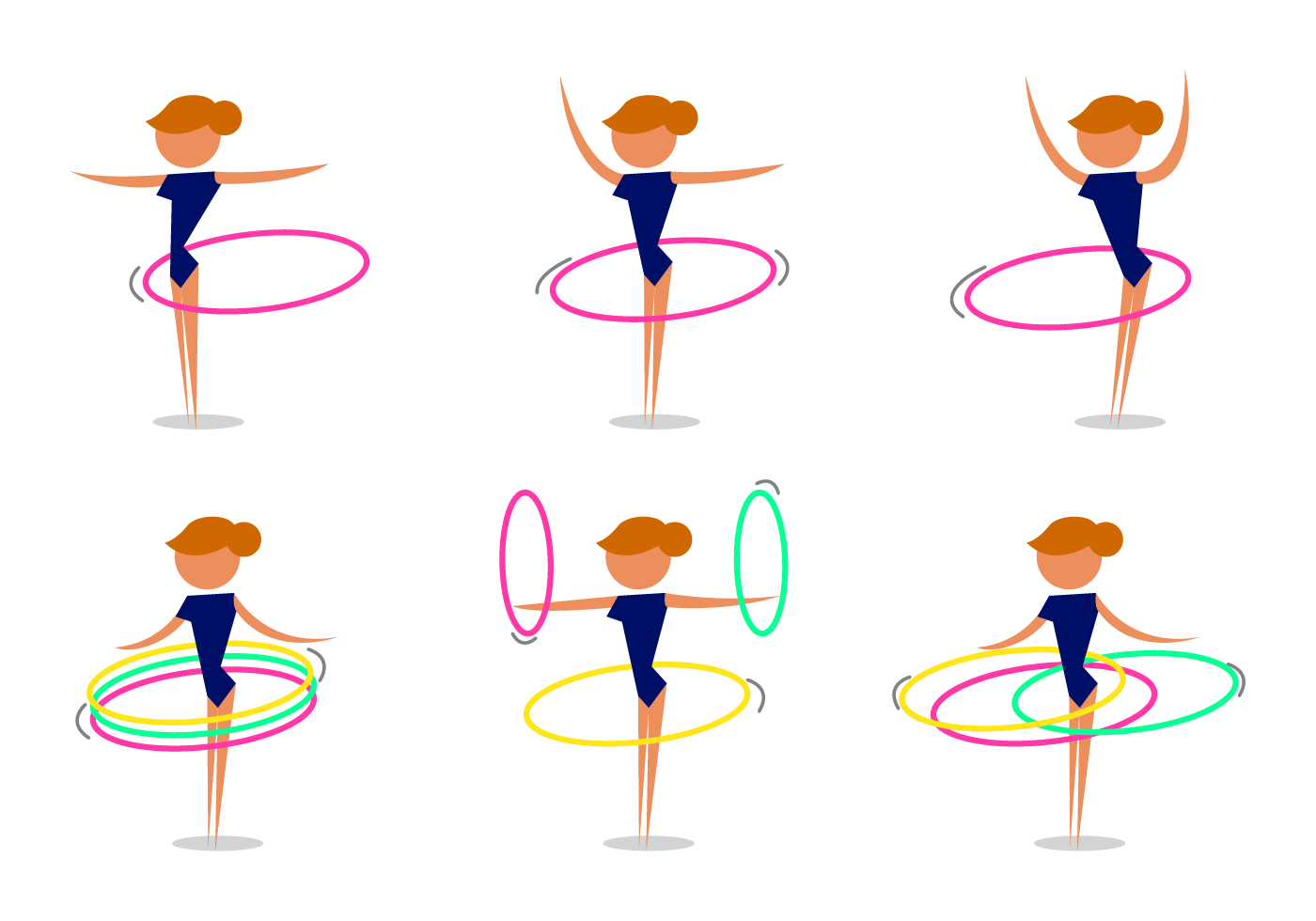 niña de dibujos animados girando hula hoop 7153089 Vector en Vecteezy
