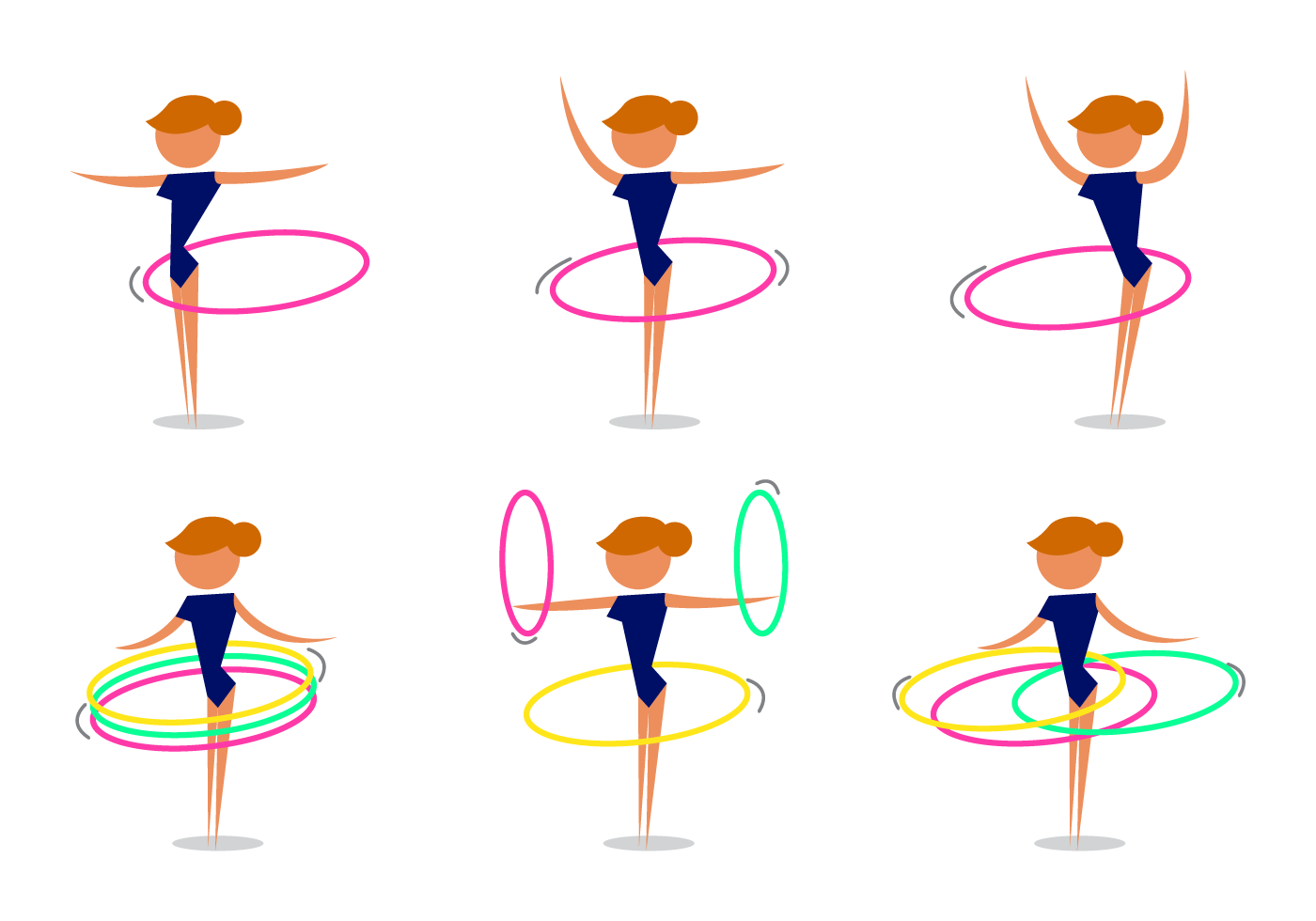 Niña Pequeña Girando Un Hula Hoop Plano Ilustración Vectorial Aislada.  Ilustración del Vector - Ilustración de ocio, ejercicio: 256430342