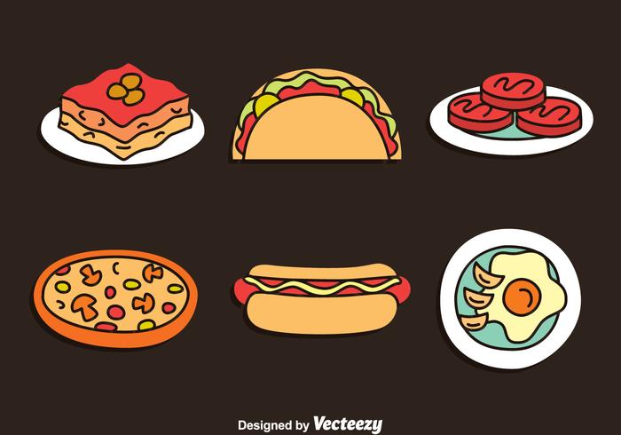 Dibujado a mano deliciosa comida vector set