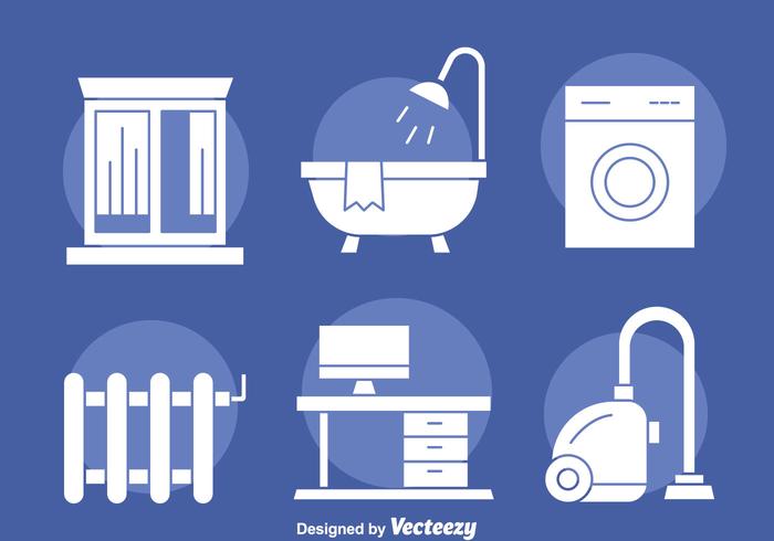 Home Appliance white Icons Vector