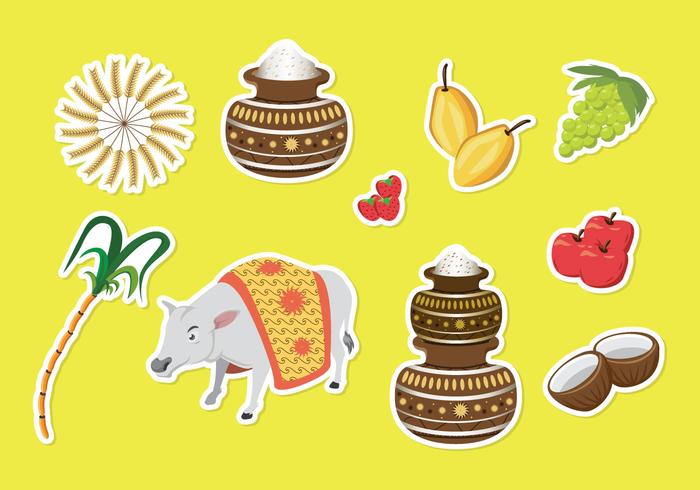 Free Pongal Icons vector