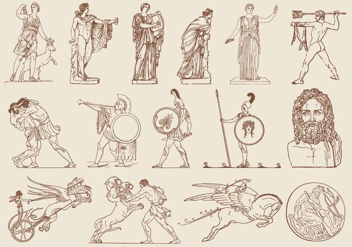 Ilustraciones del arte griego marrón vector