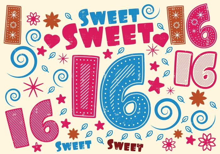 Sweet 16 Greeting Card vector