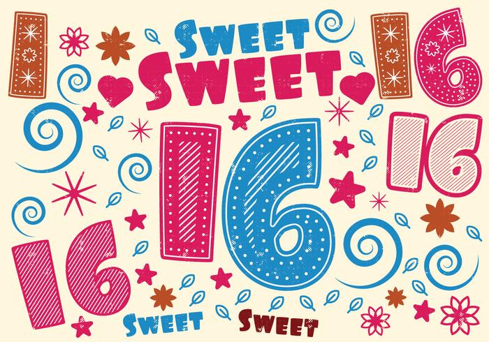 Tarjeta de felicitación del dulce 16 vector