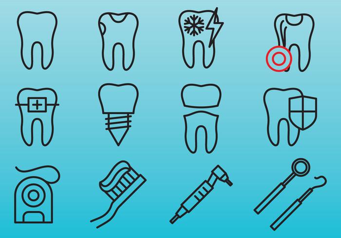 Dental Care Line Icons vector