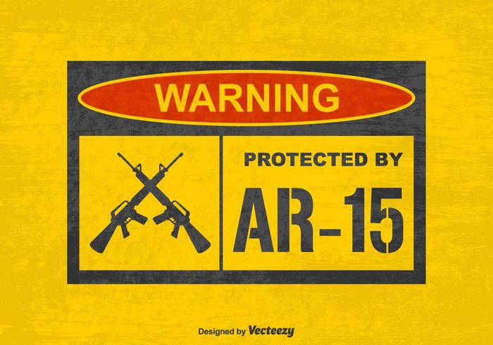 Free Vector Grunge Warning Protected by AR15 Sign