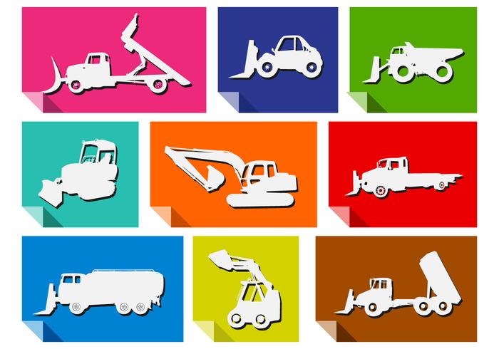 Snowplow icon set vector