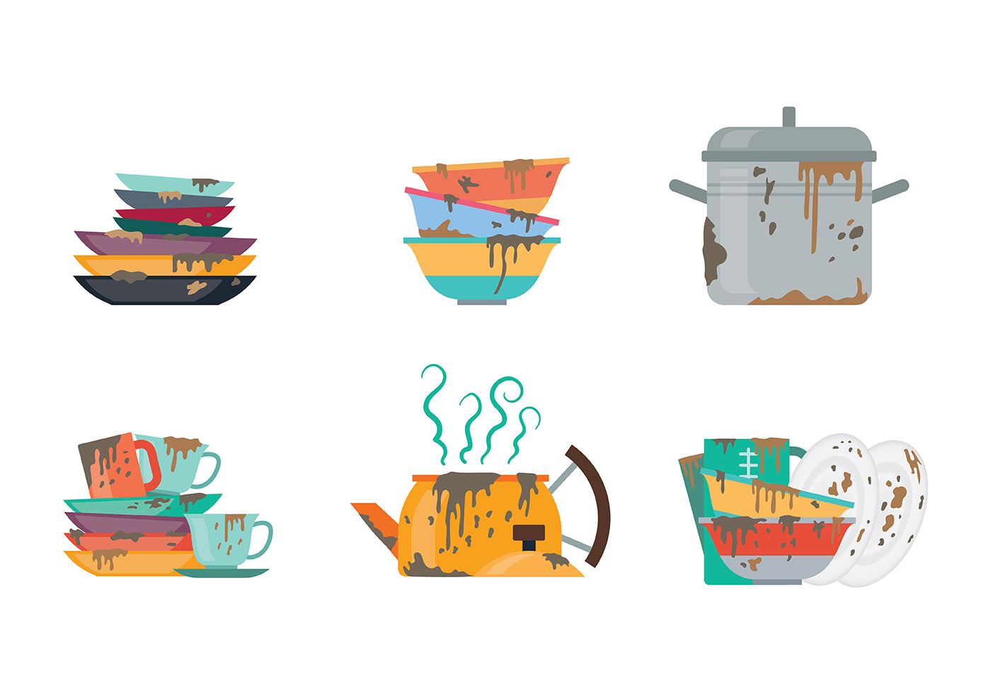 Download the Dirty Dishes Icons Vector 128301