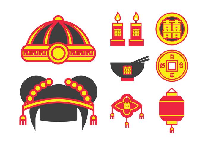 Traditional Chinese Wedding Pack vector